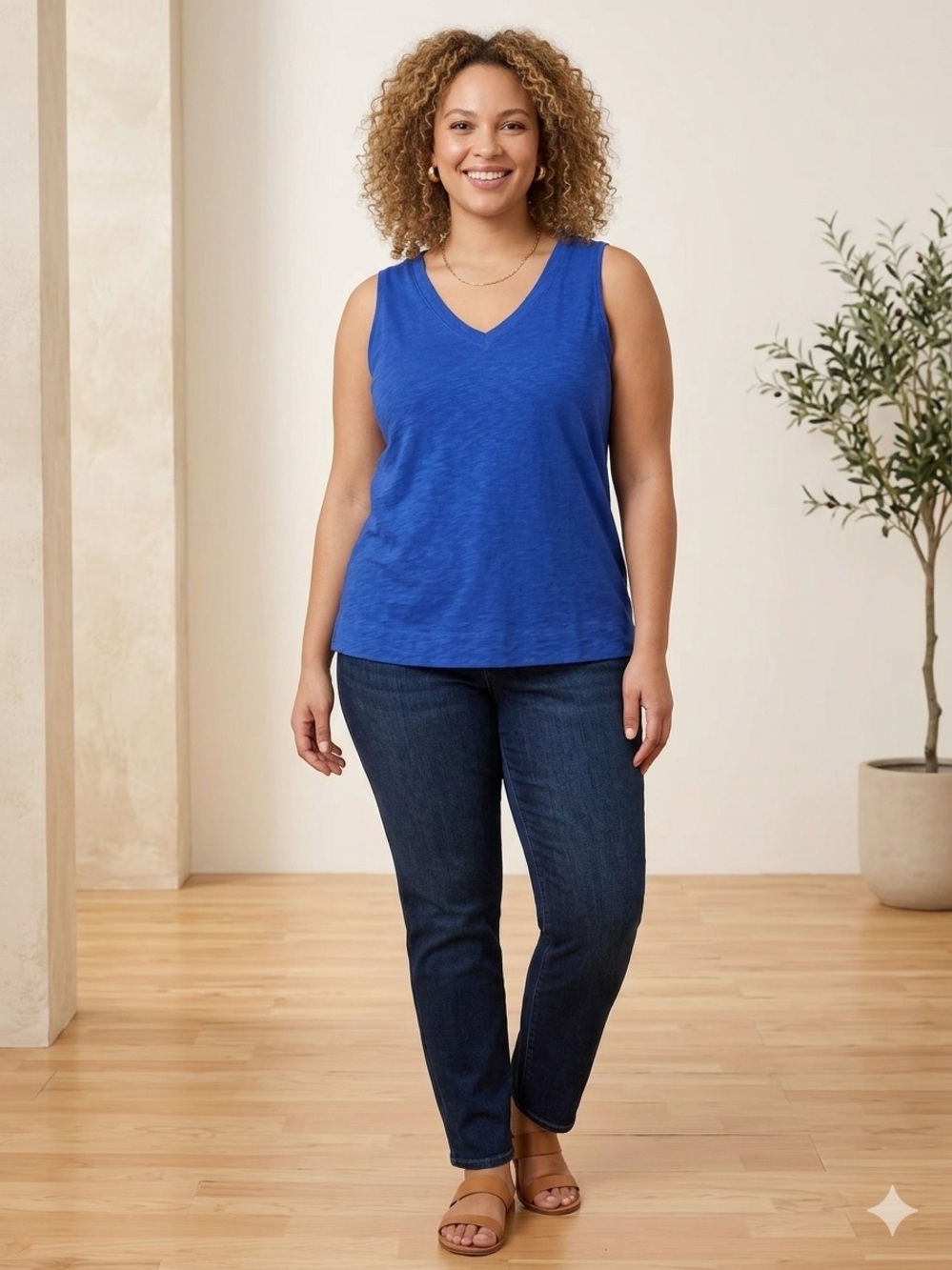 CHICO’S Royal Blue The Ultimate Tee Size XL women Sleeveless Casual Y10